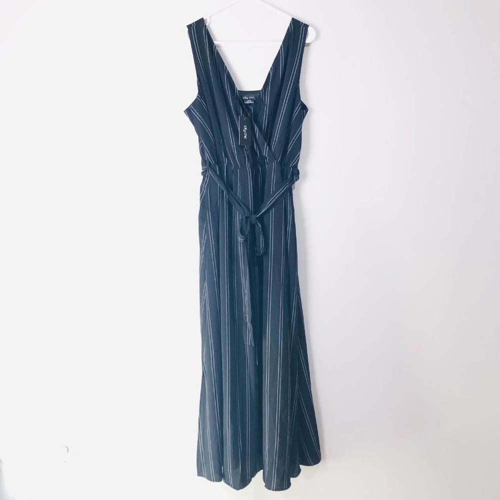 NWT City Chic Midi Wrap Front Striped Dress M